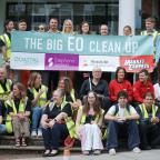 Students and volunteers at the Big EO Clean Up